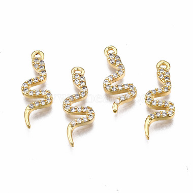 Real 18K Gold Plated Clear Snake Brass+Cubic Zirconia Pendants