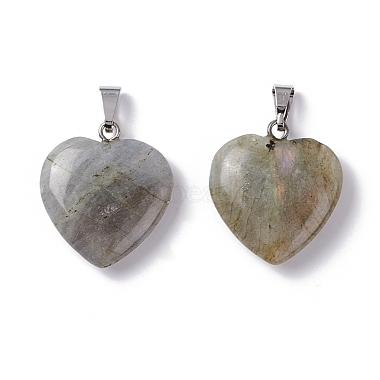 Platinum Heart Labradorite Pendants