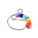 Rainbow Color Glass Beaded Rotating Open Cuff Ring(RJEW-F127-02P)-2