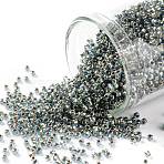 TOHO Round Seed Beads, Japanese Seed Beads, (990) Gilt Lined Aqua, 15/0, 1.5mm, Hole: 0.7mm, about 3000pcs/10g(X-SEED-TR15-0990)