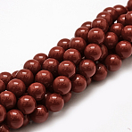 Shell Pearl Beads Strands, Grade A, Round, Dark Red, 8mm, Hole: 0.9mm, about 47pcs/strand, 15.5 inch(BSHE-L026-01-8mm)