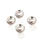 Brass Beads, Long-Lasting Plated, Cadmium Free & Lead Free, Flat Round, Platinum, 4x1.5mm, Hole: 1.4mm(KK-M312-10P)