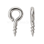 Tarnish Resistant 304 Stainless Steel Screw Eye Pin Peg Bails, For Half Drilled Beads, Stainless Steel Color, 8x4x1mm, Hole: 2mm, Pin: 1mm(X-STAS-Q224-03A)
