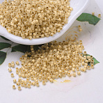 MIYUKI Delica Beads, Cylinder, Japanese Seed Beads, 11/0, (DB0230) 24kt Gold Lined Opal, 1.3x1.6mm, Hole: 0.8mm, about 10000pcs/bag, 50g/bag(SEED-X0054-DB0230)