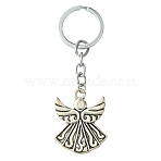 Alloy Keychain, with Alloy Rings, Angel, Antique Silver, 9.3cm(KEYC-YW00024)