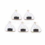 Alloy Enamel Pendants, Cadmium Free & Lead Free, Light Gold, Rice Ball Shape, White, 22x23x1.5mm, Hole: 1.8mm(X-ENAM-S121-169-RS)