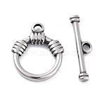 304 Stainless Steel Toggle Clasps, Ring, Antique Silver, 20.5x17x3mm, Hole: 2.5mm(STAS-I190-04AS)