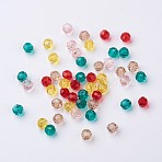 Glass Round Beads, Faceted(32 Facets), Mixed Color, 4mm, Hole: 1mm(X-EGLA-J042-4mm-M03)