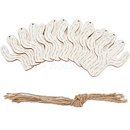 Unfinished Wooden Pendant Ornaments, with Jute Twine, for Party Gift Home Decoration, Beige, Cactus: 9x6.05x0.3cm, Hole: 2.5mm, 10pcs/set(DIY-WH0401-79)