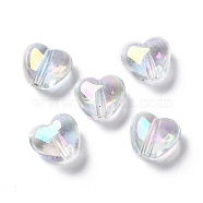 Transparent Acrylic Beads, AB Color, Heart, Clear, 9x10x5.5mm, Hole: 1.5mm(MACR-F079-02)