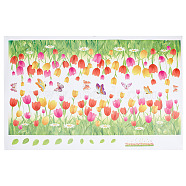 Rectangle PVC Wall Stickers, for Home Living Room Bedroom Decoration, Tulip Pattern, 400x600x0.3mm(AJEW-WH0033-46)