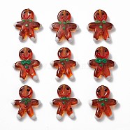 Handmade Lampwork Beads Strands, Gingerbread Man, Saddle Brown, 27~28x21~23x7~8mm, Hole: 1.4~1.6mm, about 20pcs/strand, 20.08 inch(51cm)(LAMP-N021-025)