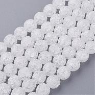 Synthetic Crackle Quartz Beads Strands, 128 Facets, Round, White, 8mm, Hole: 1mm, about 50pcs/strand, 16 inch(G-SF8MM-44)