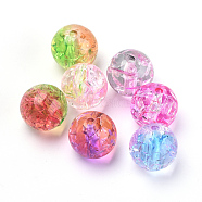 Acrylic Beads, Transparent Crackle Style, Two Tone Style, Round, Mixed Color, 8mm, Hole: 2mm, about 1840pcs/500g(OACR-N002-01)