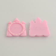 Resin Castle Cabochon Settings, Pink, Tray: 25mm, 43x39x5mm(X-CRES-R136-01F)