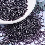MIYUKI Round Rocailles Beads, Japanese Seed Beads, 11/0, (RR170) Transparent Dark Smoky Amethyst Luster, 2x1.3mm, Hole: 0.8mm, about 5500pcs/50g(SEED-X0054-RR0170)