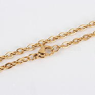 304 Stainless Steel Cable Chain Necklace Making, with Lobster Claw Clasps, Vacuum Plating, Golden, 19.7 inch(50cm), 2mm(STAS-P045-05G)