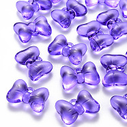 Transparent Acrylic Pendants, Bowknot, Medium Purple, 21x29x10.5mm, Hole: 2.5mm, about 118pcs/500g(TACR-T024-02BB-936)