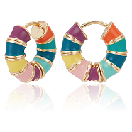 ANATTASOUL Brass Enamel Thick Hoop Earrings, Colorful, 18x19.5x6mm, 1 pair/box(EJEW-AN0004-68)