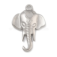 304 Stainless Steel Pendant Cabochons Settings, Elephant Charm, Stainless Steel Color, Tray: 3mm, 28x19x3.8mm, Hole: 1.7x2.3mm(STAS-D197-13P)