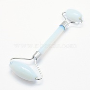 Opalite Brass Face Massager, Facial Rollers, Platinum, 142~150x54~58x19~22mm(MRMJ-G009-16P)