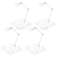 Plastic Model Assembled Action Figure Display Holders, Doll Model Support Stands, with Iron Findings and Square Base, Clear, 0.5~10x0.55~10x0.2~1cm(ODIS-WH0038-10)