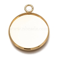 304 Stainless Steel Pendant Cabochon Settings, Plain Edge Bezel Cups, Flat Round, Real 18K Gold Plated, Tray: 20mm, 26.5x22x2mm, Hole: 3mm(STAS-Z030-01C-G)