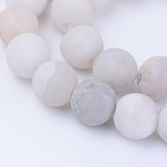 Natural Agate Beads Strands, Frosted, Round, Dyed, 8~8.5mm, Hole: 1mm, about 47pcs/strand, 15.5 inch(X-G-Q462-8mm-09)
