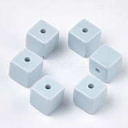 Acrylic Beads, Cube, Light Blue, 15x15x15mm, Hole: 3.5mm, about 130pcs/500g(OACR-S029-057C)