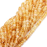 Natural Yellow Quartz Beads Strands, Faceted, Rondelle, 5.5~6x4~4.5mm, Hole: 1mm, about 95pcs/strand, 15.59''(39.6cm)(G-E569-I11)