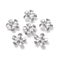 304 Stainless Steel Bead Caps, 5-Petal, Flower, Stainless Steel Color, 15x15x2mm, Hole: 1.2mm(STAS-K194-01P-03)