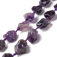 Natural Amethyst Beads Strands, Nuggets, 16~36.8x13~28.5x8~21mm, Hole: 2~3.8mm, about 13pcs/strand, 16.26~17.52''(41.3~44.5cm)(G-B024-14)
