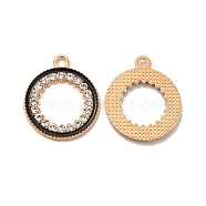 Alloy with Rhinestone Enamel Pendants, Ring Charms, Golden, 21x18x1.7mm, Hole: 1.5mm(FIND-G055-02G)