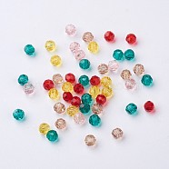 Glass Round Beads, Faceted(32 Facets), Mixed Color, 4mm, Hole: 1mm, about 88~90pcs/strand, 28~30cm(X-EGLA-J042-4mm-M03)