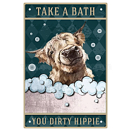 Iron Sign Posters, for Home Wall Decoration, Rectangle with Word Take A Bath You Dirty Hippie, Dog Pattern, 300x200x0.5mm(AJEW-WH0157-588)