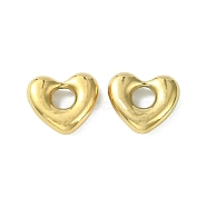 304 Stainless Steel Charms, Heart Charms, Real 14K Gold Plated, 12.5x14.5x4mm, Hole: 4.2mm(STAS-L269-028G)