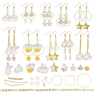 SUNNYCLUE DIY Dangle Earring Making Kits, 46Pcs Bunny & Planet Alloy Pendants and Round Glass Pearl Beads, Brass Findings & Linking Rings & Cable Chains, Golden, 22x27x2mm, Hole: 2mm, 2pcs(DIY-SC0016-65)
