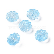 Transparent Spray Painted Glass Beads, Sunflower, Deep Sky Blue, 15x10mm, Hole: 1.2mm(GLAA-I050-06G)
