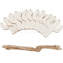 Unfinished Wooden Pendant Ornaments, with Jute Twine, for Party Gift Home Decoration, Beige, Cactus: 9x6.05x0.3cm, Hole: 2.5mm, 10pcs/set(DIY-WH0401-79)