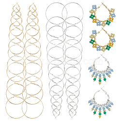 2 Colors Alloy Hoop Earring Sets, Golden & Silver, 19.5~75.5x1.5mm, 12pair/bag, 1bag/color(EJEW-WR0001-02)