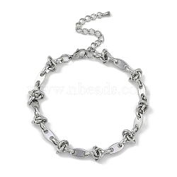 Anti-Tarnish 304 Stainless Steel Oval Link Chain Anklets, Chainmaille Weaves Jewelry, Stainless Steel Color, 8 inch(20.4cm)(AJEW-A057-04P)