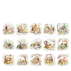 30Pcs Picnic Theme Paper Self-Adhesive Stickers, for DIY Photo Album Diary Scrapbook Decoration, Tree, 90x155x4mm, Sticker: 70x70mm(PW-WG95360-04)