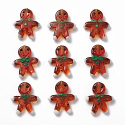 Handmade Lampwork Beads Strands, Gingerbread Man, Saddle Brown, 27~28x21~23x7~8mm, Hole: 1.4~1.6mm, about 20pcs/strand, 20.08 inch(51cm)(LAMP-N021-025)