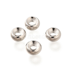 Brass Beads, Long-Lasting Plated, Cadmium Free & Lead Free, Flat Round, Platinum, 4x1.5mm, Hole: 1.4mm(KK-M312-10P)