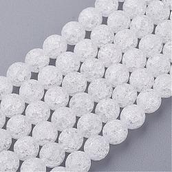 Synthetic Crackle Quartz Beads Strands, 128 Facets, Round, White, 8mm, Hole: 1mm, about 50pcs/strand, 16 inch(G-SF8MM-44)