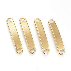 304 Stainless Steel Bar Links connectors, Rectangle, Golden, 42x8x2mm, Hole: 5x4mm(STAS-H363-19B)