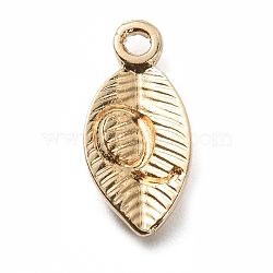 Alloy Pendants, Leaf with Letter Charm, Light Gold, Letter.Q, 15.5x7.5x2.5mm, Hole: 1.5mm(FIND-TAC0011-69Q-KCG)