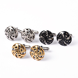 Flat Round 304 Stainless Steel Cufflinks, Mixed Color, 21mm(STAS-H317-76)
