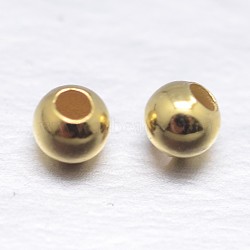 Round 925 Sterling Silver Spacer Beads, Real 18K Gold Plated, 2.5mm, Hole: 0.9~1mm, about 617pcs/20g(STER-M103-04-2.5mm-G)