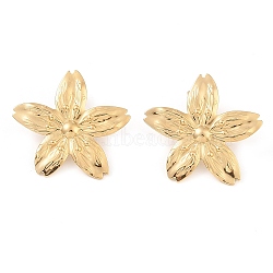 Flower 304 Stainless Steel Stud Earrings for Women, Golden, 32x34mm(EJEW-Z065-12G-02)